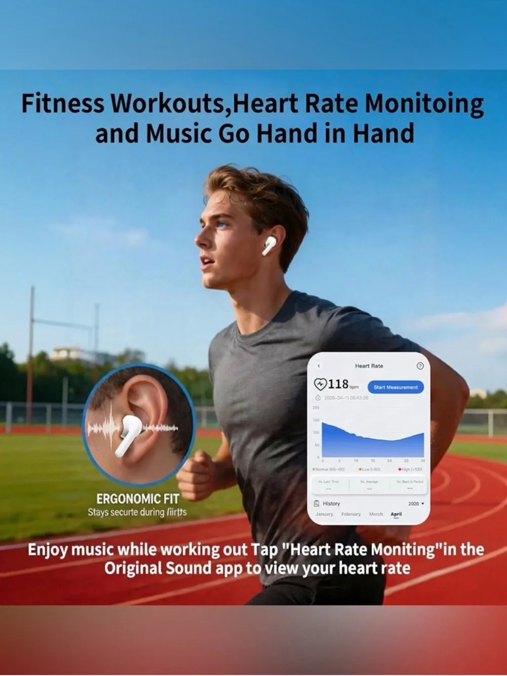 wireless earbuds ANC+ENC heart rate monitoring IPX6| pro3 real time translation